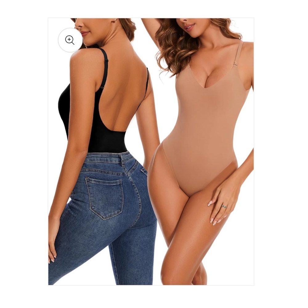 Women's 2 Open Back Bodysuit Shapewear Tummy Control:Tank Tops with Built in Bra